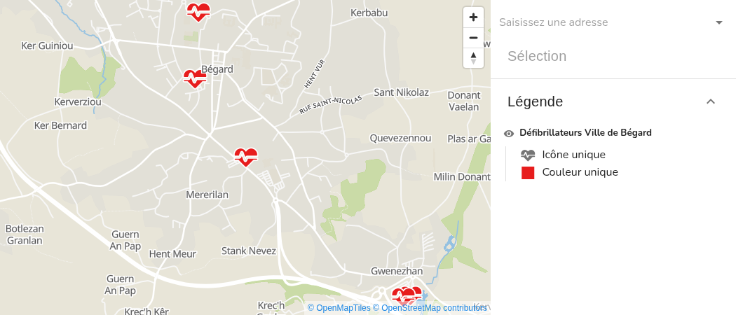 Défibrillateurs Ville de Bégard - Atelier cartographique